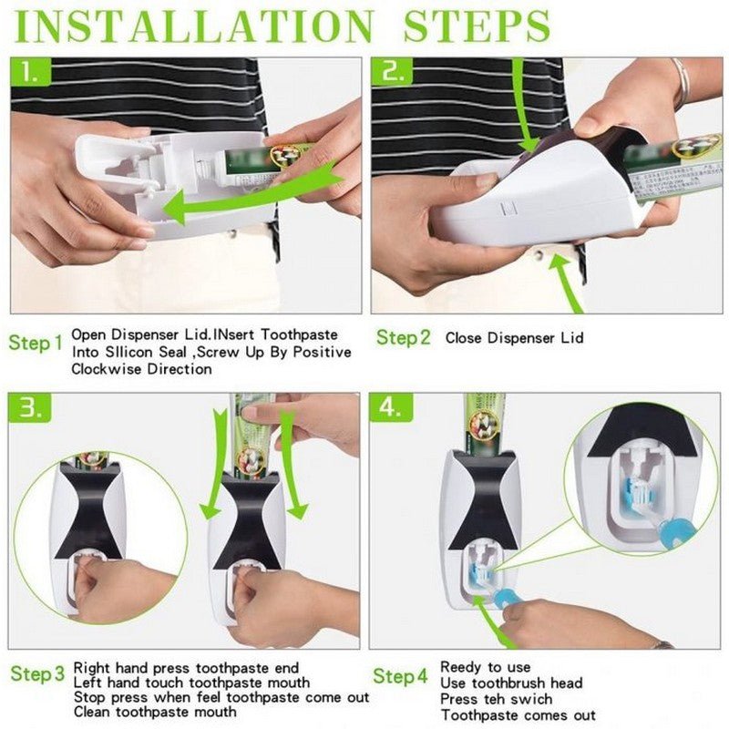Automatic Toothpaste Dispenser with Toothbrush Holder
